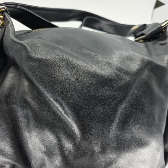 Marino Orlandi Black Leather Hobo Shoulder Bag Gold Hardware Made in Italy - Picture 4 of 16